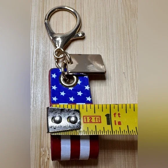 Patriotic American Flag Keychain with Pom Pom London Tag - Picture 5 of 5